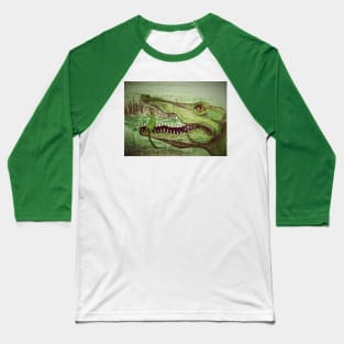 Alligator with baby gator in mouth Baseball T-Shirt